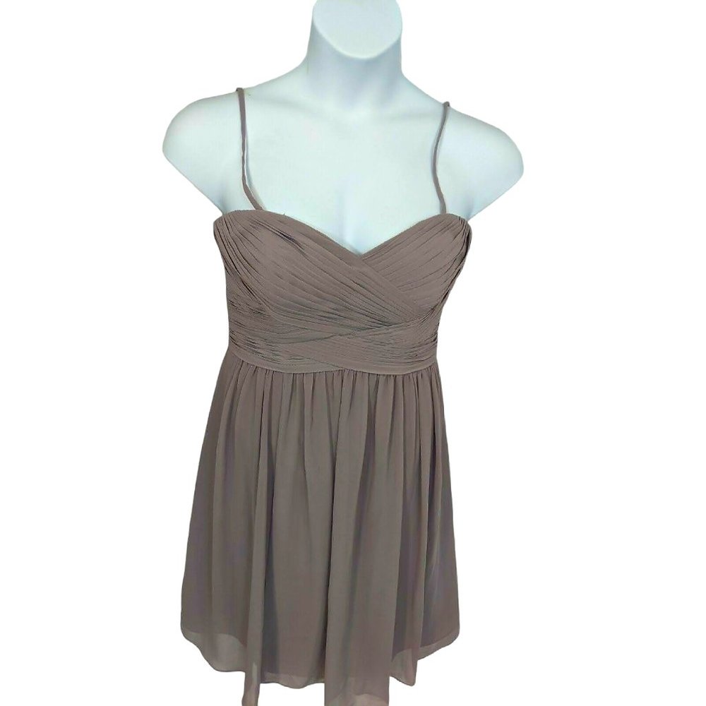 Wtoo Gray Chiffon Strapless Spaghetti Strap Dress Size 12